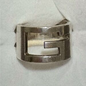 Gucci Metallic Ring Silver 925 W/Branded cut out G